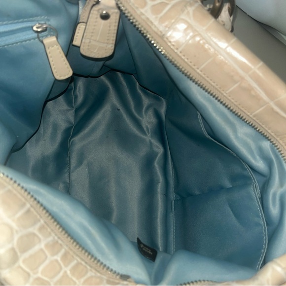 Coach Vintage Cream Beige Kristin Crocodile-Embossed Shoulder Satchel Bag - Picture 12 of 14